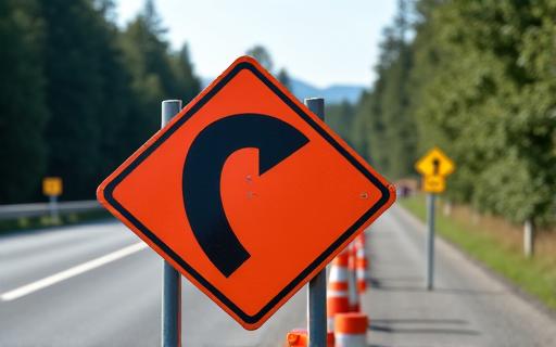 Baustellenschild mit Verkehrsumleitung